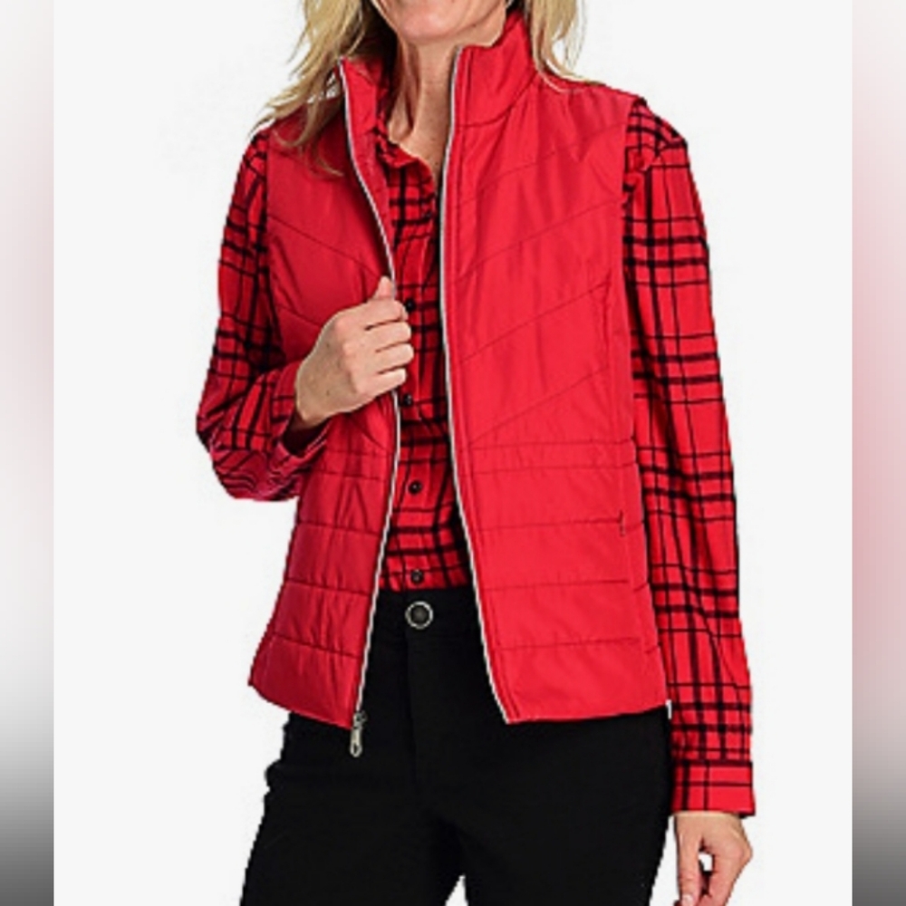 CHRISTOPHER & BANKS Chevron- Channel, Quilted Vest.   Sz-PL.  EUC
